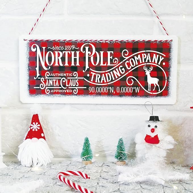 Christmas Stencils for Door Mats, Large Reusable Nativity Christmas Stencils for Painting on Wood Crafts Doormat Door Hanger Signs Holiday (long12)