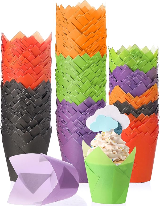 Havawish 500 pcs Tulip Cupcake Liners, Party CupCake Baking Liners Greaseproof Wrappers Muffin Liner Holders for Wedding Birthday Baby Shower Holiday Party Baking Cups(Colorful,Standard Size)