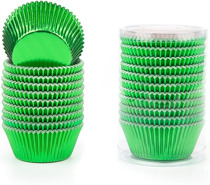 Gifbera Green Foil Standard Cupcake Liners Muffin Cups for Baking Holiday Party, 200-Count