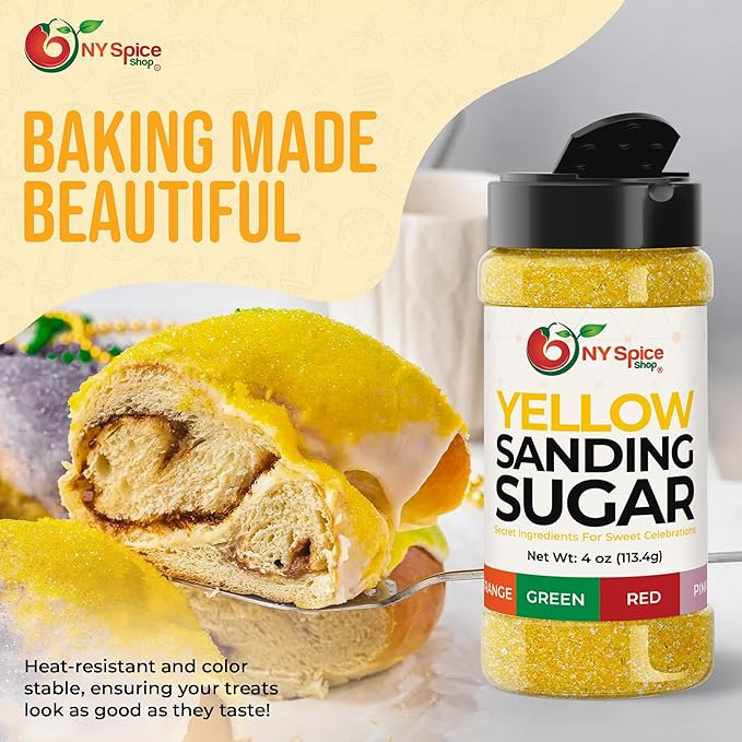 NY Spice Shop Yellow Sanding Sugar - 4 Ounce Sweet Colorful Edible Sprinkles For Candy Dish - Sugar Sprinkles For Cake Decorating Basket & Dishes
