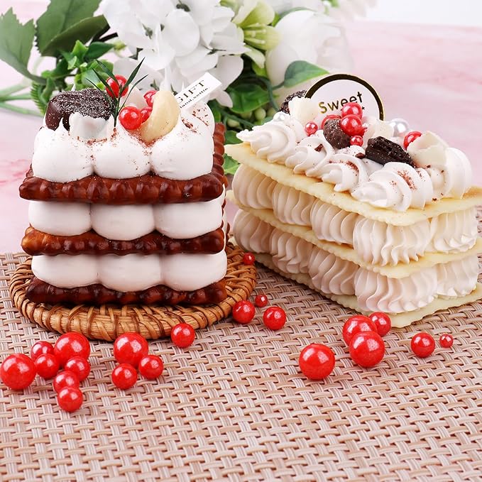 Red Pearl Sprinkle for Cake Decorating, 4 Sizes Sugar 130g/4.6oz, Cupcake, Ice Cream, Donuts, Macaron Toppings Supplies (2mm, 4mm, 7mm, 1cm)