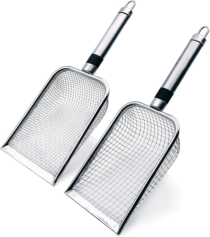 4pcs Gardening Soil Sifter with Stainless Steel Handle Sand Soil Compost Sifter Mesh Screen for Sand,Dirt, Rock,Compost,Filtration (4)