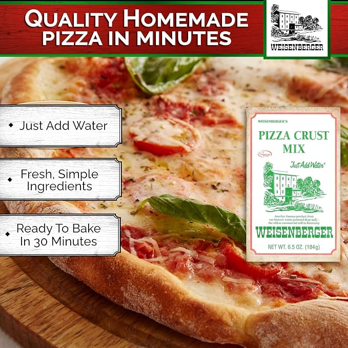 Weisenberger Pizza Crust Mix, 6.5 Ounce - Premade Pizza Dough Flour for Homemade Pizza, Breadsticks, Flatbread, or Calzones - 3 pack
