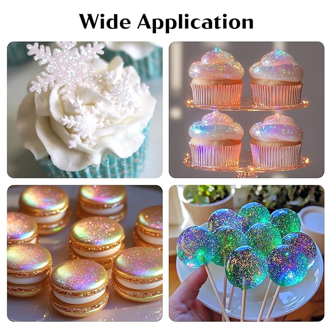 Iridescent Edible Glitter – 6g Rainbow Luster Dust Drink Glitter, Food Grade Shimmer Powder for Cocktails, Cakes, Beverages, Chocolate & Candy