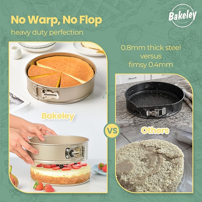 9 Inch Springform Cake Pans, Non-Stick, Spring Form Pans 9 inch with Removable Bottom, Spring Form Pan, Carbon Steel, Cheesecake Pan (Champagne Gold)