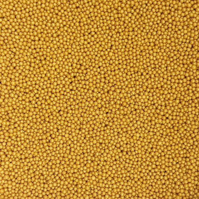 Dynastang 2mm Gold Pearls Sprinkles Edible Pearls Cake Decorating Stars Cake Decorations Cupcake Toppers Cookie Decorating Perfect for Cakes, Cupcakes, Desserts Toppings 3OZ