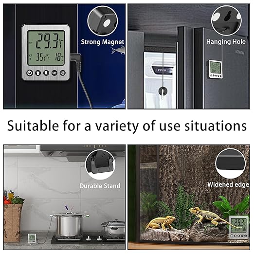 Refrigerator Thermometer Freezer Alarm Digital Freezer Thermometer Fridge Thermometer with Extra Sensor high and Low Temperature Alarm 2pcs White zz10
