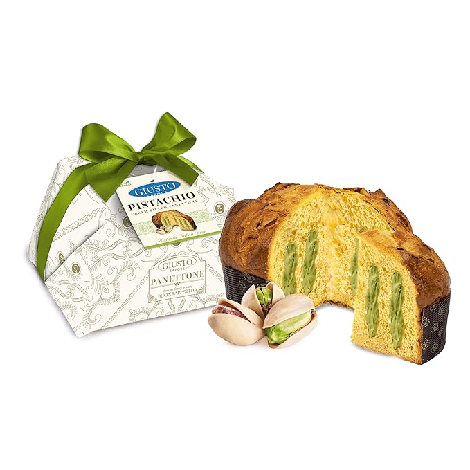 Giusto Sapore Authentic Italian Panettone Filled with Pistachio Cream - New and Imported from Italy, Family Owned - 28.21 oz