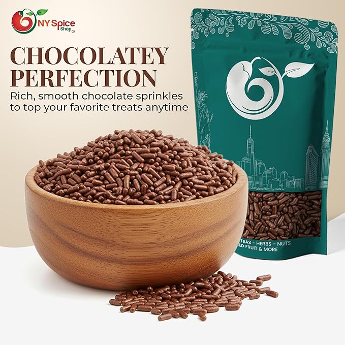 NY Spice Shop Nonpareils Chocolate Sprinkles - 1 Pound Baking Chocolate Decorations Sprinkles Edible Gifts - Cupcake Chocolates Sprinkle - Baking Supplies Edible Cake Sprinkle for Sweet Topping
