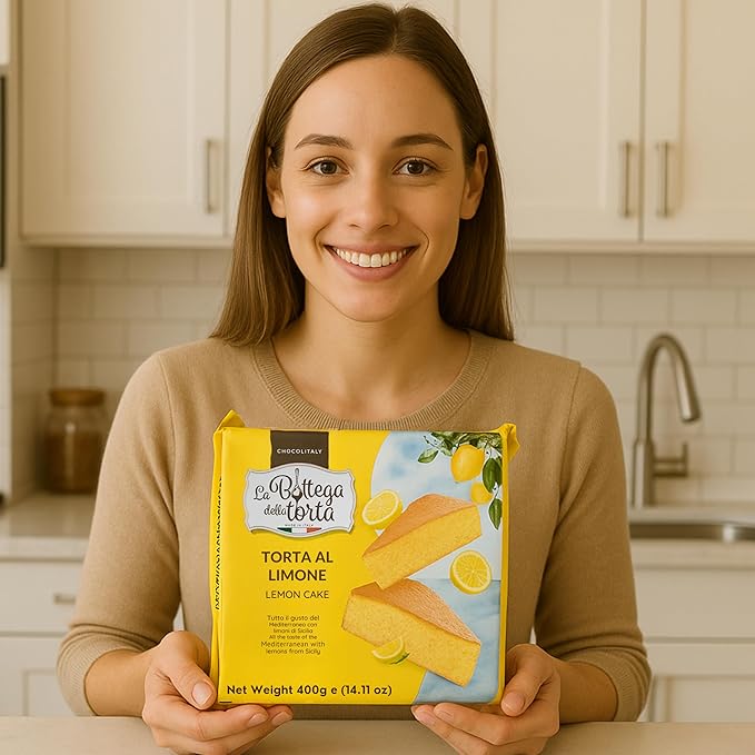Chocolitaly Lemon Cake | 400g Each | 3 Pack | Made in Italy | Torta al Limone | Mediterranean Recipe with Sicilian Lemons | Soft Sponge Dessert | Shelf-Stable & Ready to Serve