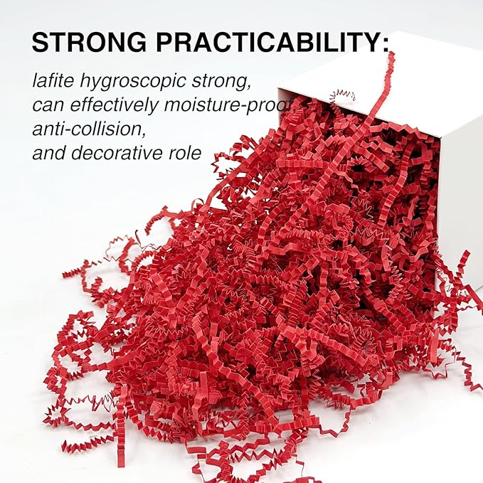 2LB Crinkle Cut Paper Shred Filler for Bag Gift Box Basket Confetti Paper Shreded Stuffing Decoration for Valentine's Day(Red)