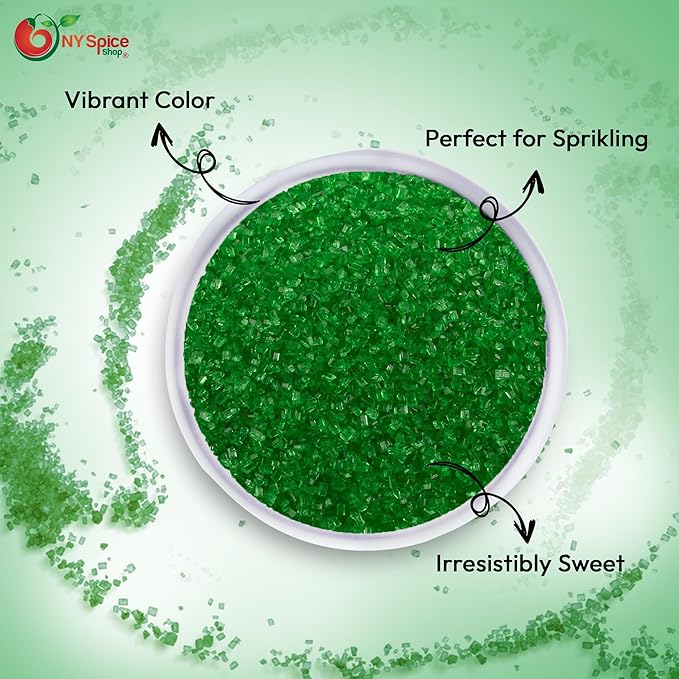 NY Spice Shop Christmas Green Sanding Sugar - 1 Pound Edible Holiday Sprinkles for Cake Decorating, Cupcakes & Cookies - Festive Baking Decorations for Christmas Desserts, Candy Dishes & Gift Treats
