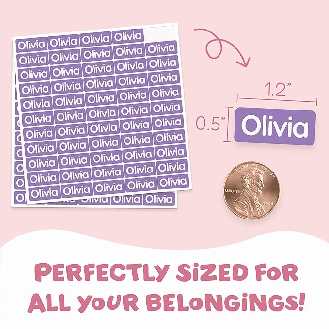 TagBuddy® Personalized Daycare Name Labels for Kids [210pcs] - Waterproof Name Stickers for School, Baby Bottles & Clothing - Custom Name Stickers - Washable Stick On Labels (1.2”x0.5”)