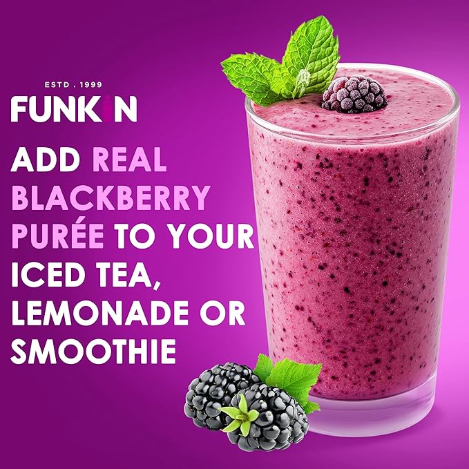 Funkin Fruit Puree | Real Fruit, Simple Ingredient, Natural Mixer for Cocktails, Drinks, Smoothies | Vegan, Non-GMO, Gluten-Free (2.2 lbs) (Blackberry)