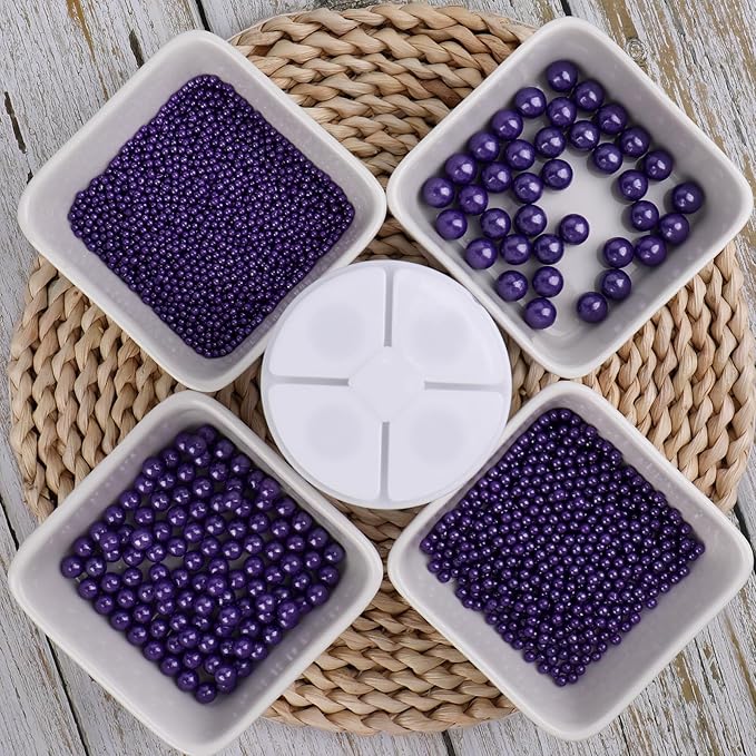 Halloween Sprinkles for Cake Decorating, Purple Pearl Sprinkles 4 Sizes Mix for Cake Cupcake Cookie Baking Donuts Ice Cream Toppings
