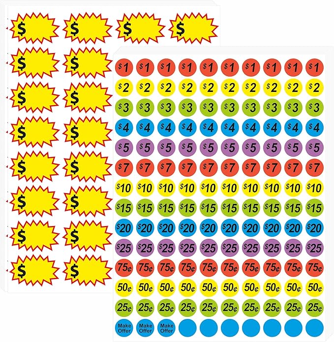 1560 Pcs Removable Garage Sale Price Stickers, 1400pcs Yard Sale Price Stickers & 160pcs Blank Princing Labels, Price Tag for Flea Markets, County Fairs & Retail Use