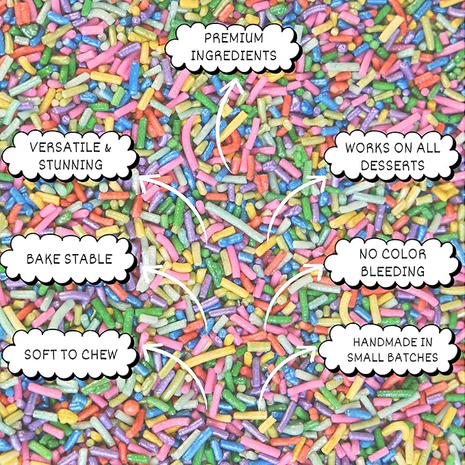 Confect Galaxy Pop Rainbow Sprinkles – Custom Blend Multicolor Jimmies – Edible Cake & Cupcake Decorating Toppings – Vegan, Gluten-Free, Nut-Free, Soy-Free, Dairy-Free, Palm Oil-Free – 4.2 Oz
