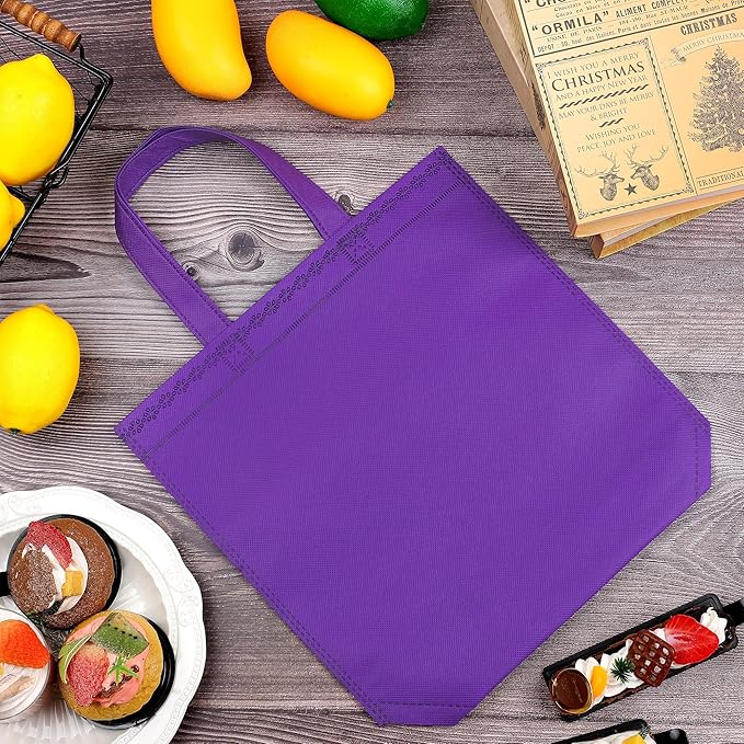 Aneco 24 Pack Party Non-Woven Gift Bags Reusable Tote Bags in Bulk Rainbow Goody Bag with Handles for Birthday Party Supplies (11.5 x 11.5 Inches)