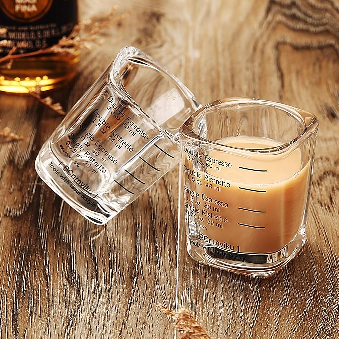 Espresso Shot Glass Liquid Heavy Sturdy Glass Shot Glasses Measuring cup Wine Glass 1 Pack 2oz/60ml By BCnmviku(Sturdy 1Pack)