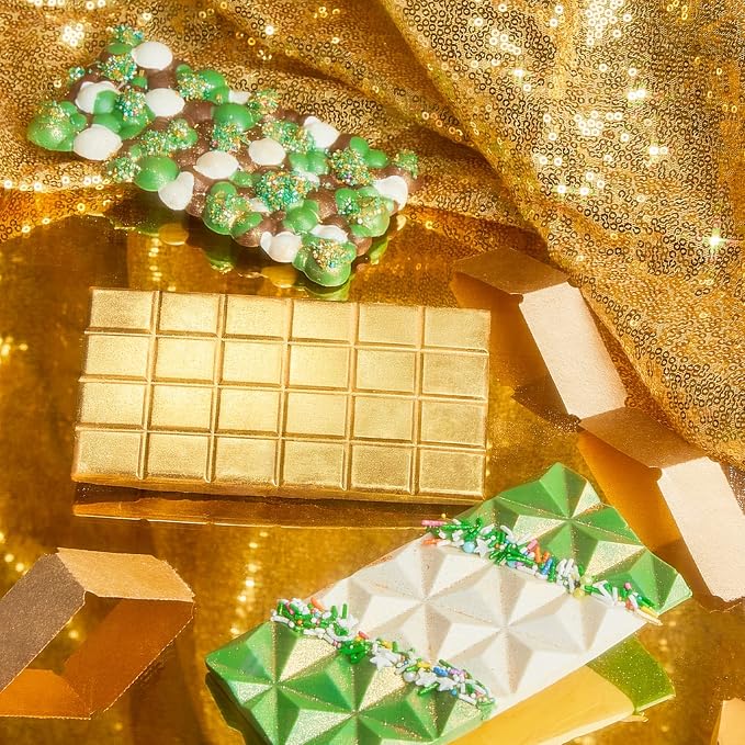 Fancy Sprinkles Adele Candy Bar Mold, 3 Cavities Reusable Silicone Traditional Cut, for Baking, Melting Chocolate, & Dessert Decorating (10 ¾” W x ½” H x 6 ½”)