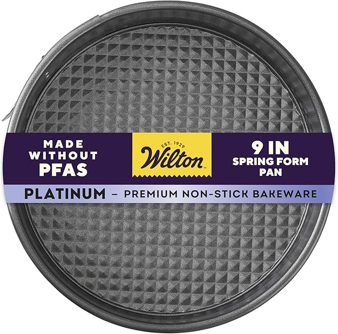Wilton Platinum Non-Stick 9 Inch Springform Cheesecake Pan, Stainless Steel Bakeware, Made Without PFAS, Packaging May Vary