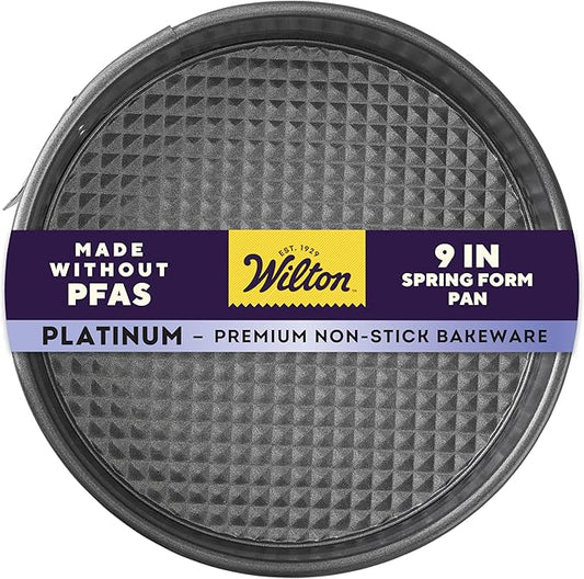 Wilton Platinum Non-Stick 9 Inch Springform Cheesecake Pan, Stainless Steel Bakeware, Made Without PFAS, Packaging May Vary