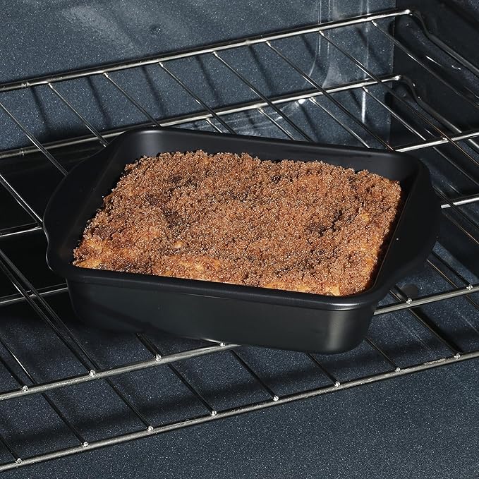 Oster Teston 8-Inch Square Cake Pan, Nonstick Carbon Steel Baking Pan, Matte Black, PFAS-Free, Oven-Safe, Easy Release Bakeware