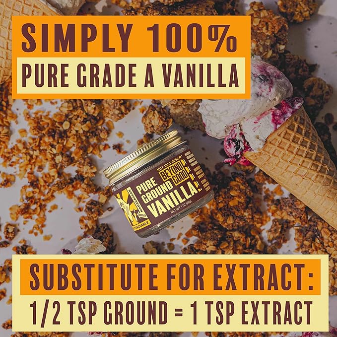 Organic Pure Ground Vanilla Powder | Pure Madagascar Grade A for Bakers, Chefs, Ice Cream Makers, and Home Cooks | Beyond Good Vanilla