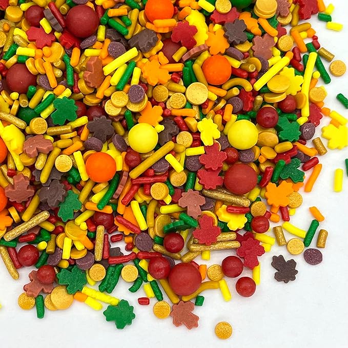 Manvscakes Fall Themed Sprinkles - Sprinkles for Cake Decorating, Edible Thanksgiving Themed Sprinkles, For Baking Chocolate Desserts, Cupcakes, Ice Cream, Caramel Apples & Other Desserts