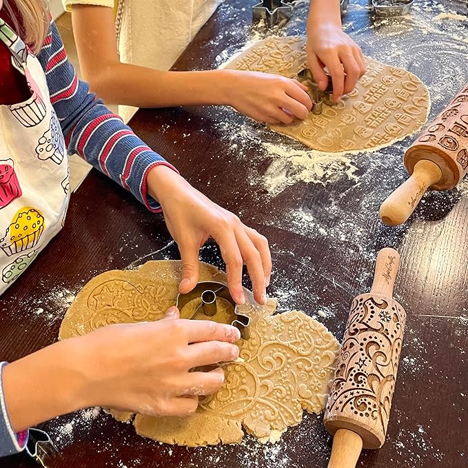 Embossing Rolling Pin PINE CONES – Dough and Clay Roller for Embossed Cookies and Pottery, Cookie and Ceramic Stamp, Baking Gifts for Women by Algis Crafts