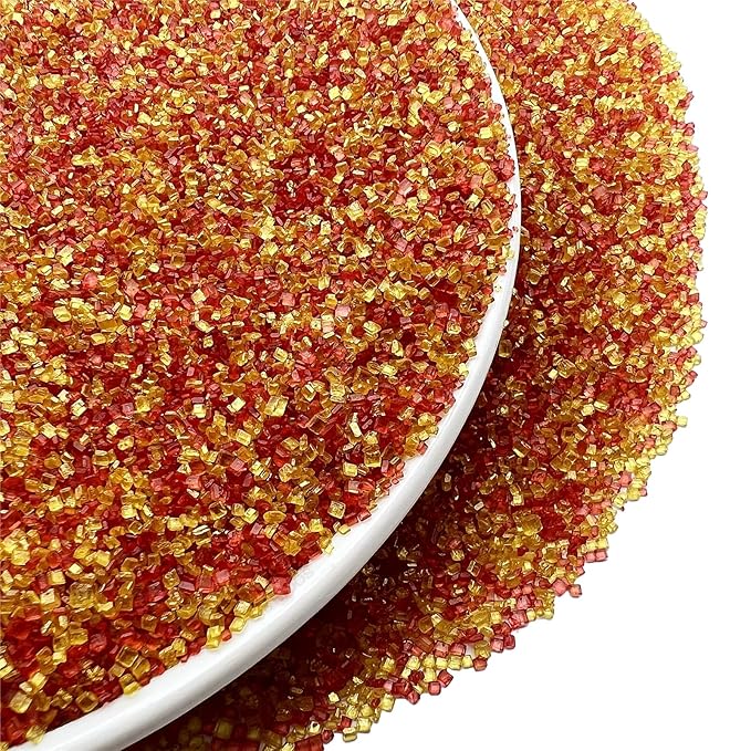 SE Si&Moos Red and Gold Sanding Sugar Crystals for Cake Decorating Gold and Red Sprinkles Colored Sugar Rimmer, Perfect for Cookie, Cake, Cupcake and Cocktail, Wedding Party Christmas Supplies 3.5 OZ