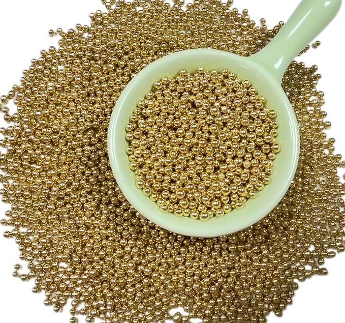 Gevog 2MM Gold Pearls Nonpareils Sprinkles Mixing Edible Cake Cupcake Sprinkles for Wedding Valentines Party Baking Cupcake Cookie Ice Cream Decoration Supplies 110g/ 3.88oz