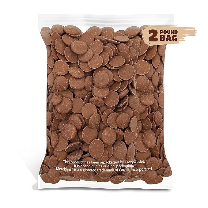 Merckens Milk Chocolate Melting Wafers - 2 Pound Bag - Creamy Bulk Melting Chocolate for Dipping, Molding, and Baking - Smooth Candy Melts for All Occasions