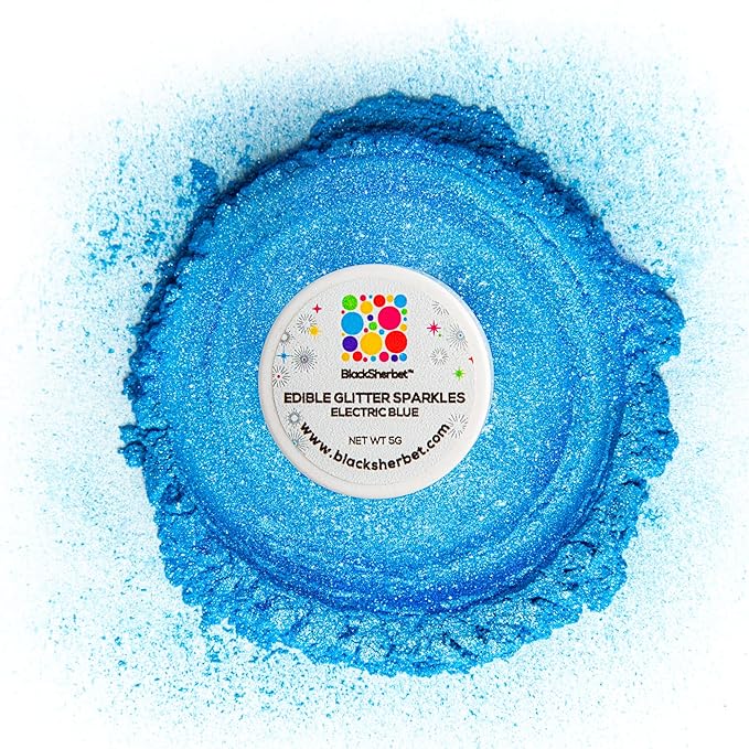 Blacksherbet Electric Blue Edible Glitter for Drinks 5 Grams | KOSHER Certified | Drink Glitter and Dust for Cakes, Strawberries, Cupcakes, Chocolate & Cake Pops