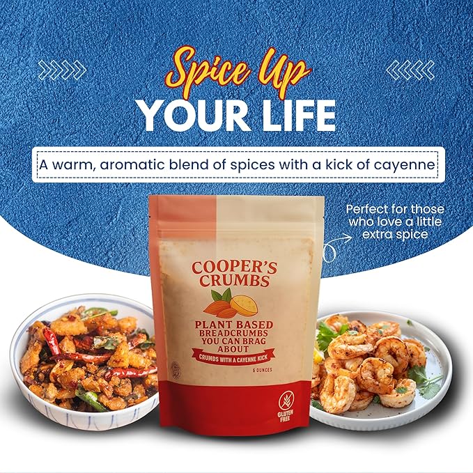 Cooper's Crumbs All Natural Gluten Free Low Carb Bread Crumb Alternative, High Protein, Vegan, Certified Kosher, Paleo, Keto (Crumbs with a Cayenne Kick)