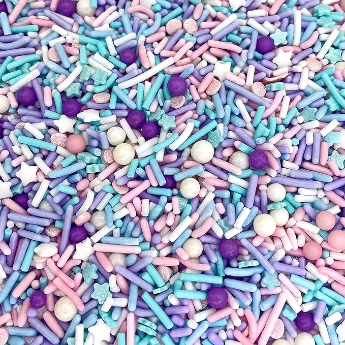 Manvscakes, pink sprinkles, valentines, cake sprinkles, gluten free, cookies, chocolate, fondant, princess topping, ice cream, edible, dessert decoration (Pink Blue)
