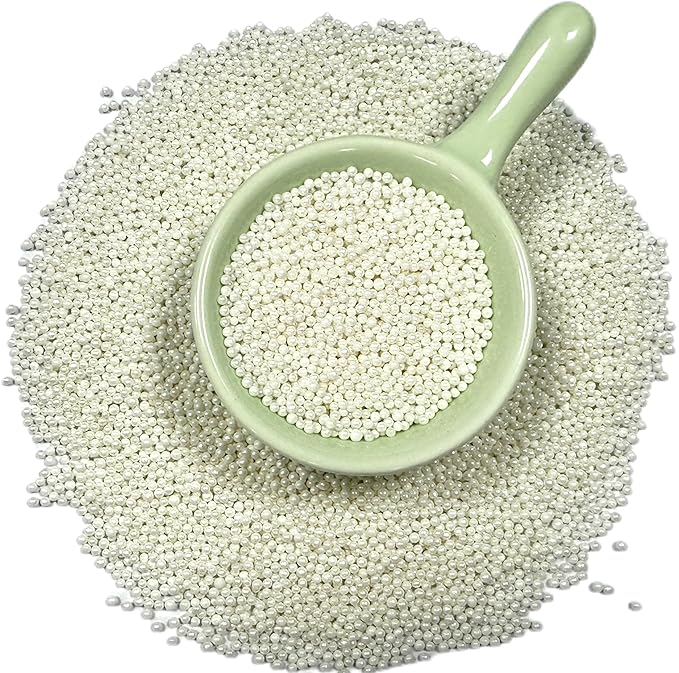 Gevog 2MM White Nonpareils Pearls Sprinkles Mixing Edible Cake Cupcake Sprinkles for Wedding Valentines Party Baking Cupcake Cookie Ice Cream Decoration Supplies 110g/ 3.88oz