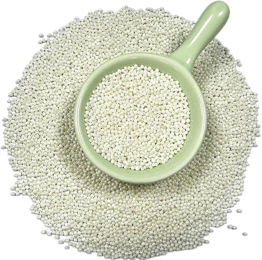 Gevog 2MM White Nonpareils Pearls Sprinkles Mixing Edible Cake Cupcake Sprinkles for Wedding Valentines Party Baking Cupcake Cookie Ice Cream Decoration Supplies 110g/ 3.88oz