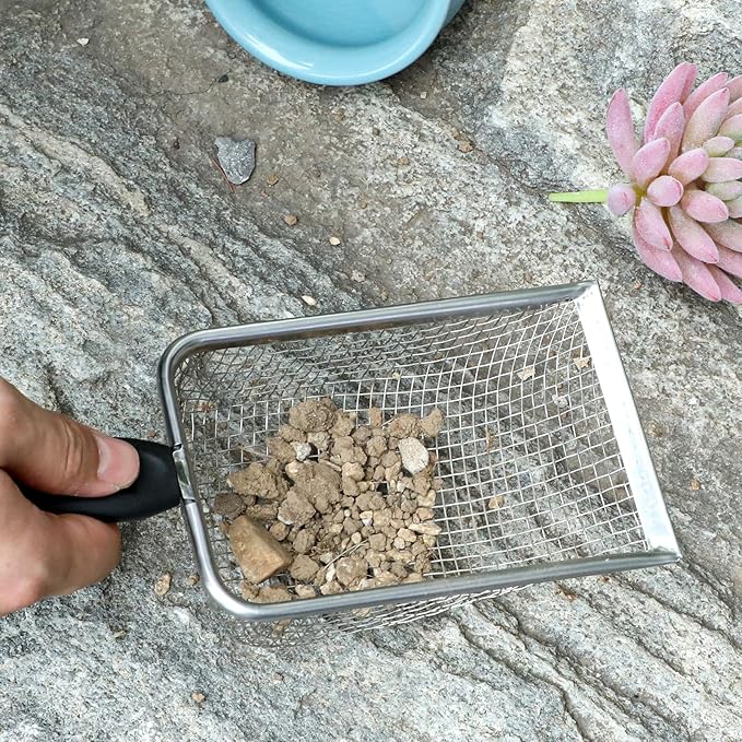 3 Pcs Gardening Soil Sifter 2.8/3.8/5 mm Mesh Garden Sand Compost Sieves Scoop Garden Shovels with Handle for Rocks Dirt Compost Filtration Planting Tool Accessories Supplies Stainless Steel