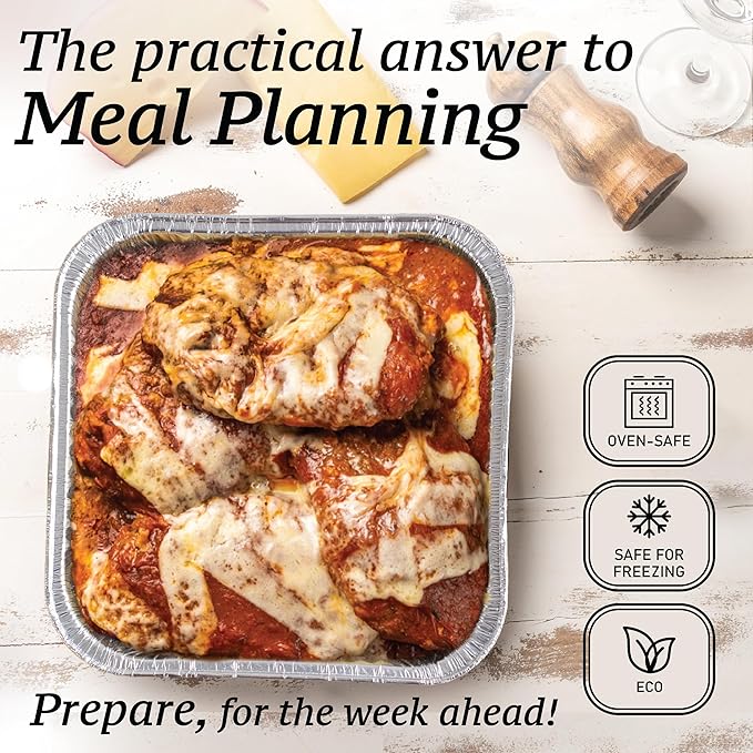 (110 Pack) 8x8 Foil Pans - 8 Inch Square Aluminum Pans - Disposable Baking Pans for Heating, Prepping Food & Baking Cakes - Aluminum Baking Pans Disposable - 8 x 8 Baking Pan - Bottom: 6.5x6.5