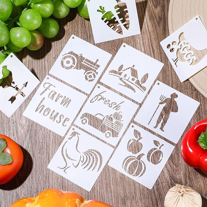 66 Pcs Small Stencils for Crafts Reusable 3 Inch Stencils for Painting on Wood DIY Craft Paint Template for Wall Home Decor Card Rock Canvas Drawing Holiday Ornament(Farm)