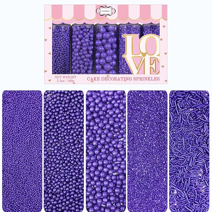 Confect Sprinkles for Cakes & Cupcakes – Fall Bash Purple Sprinkles – Edible Cake Topping for Cupcakes, Cookies, Desserts – Celebration Baking Decoration – Vegan, Gluten-Free, Nut-Free, Soy-Free, Dairy-Free , Handcrafted Sprinkle – 5 Oz