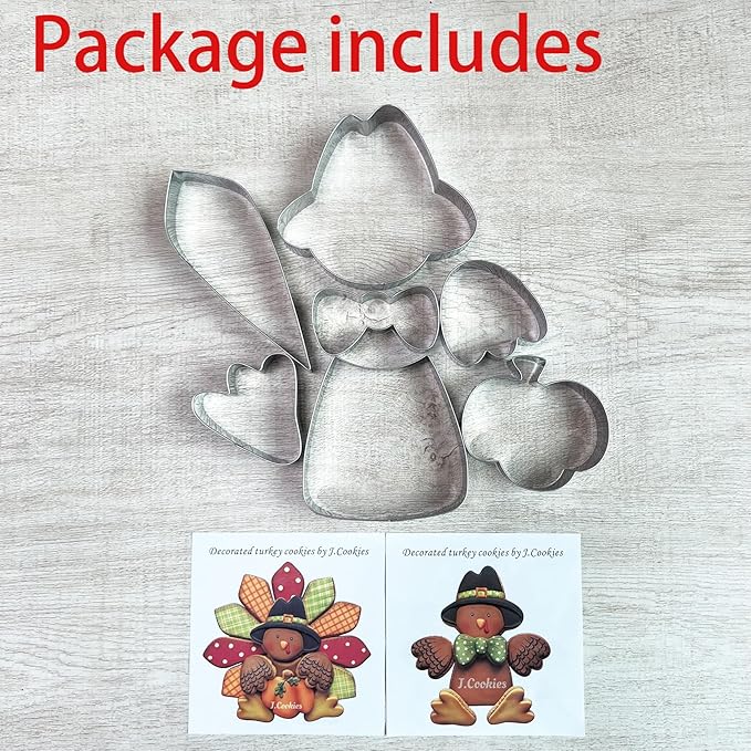 LILIAO Thanksgiving Turkey Puzzle Cookie Cutter Set, 7 Pieces, Stainless Steel