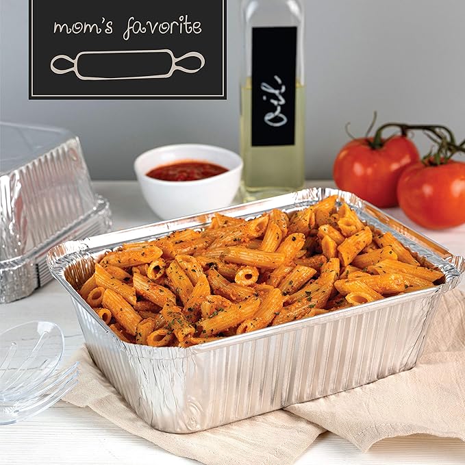 PLASTICPRO Disposable 5 LB Aluminum Takeout Tin Foil Baking Pans 7'' X 10'' X 3'' Inch Bakeware - Cookware Perfect for Baking Cakes,Brownies,Bread, Meatloaf, Lasagna, or Lunchbox, Pack of 20