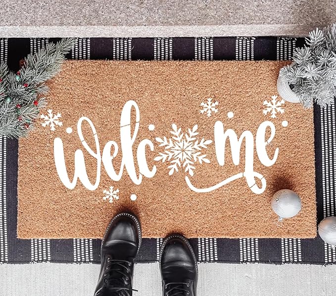 Christmas Stencils for Crafts Reusable Merry Christmas Stencil Xmas Holiday Stencils for Painting on Wood Doormats Fabrics