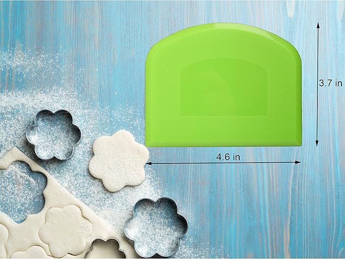 Multipurpose Bowl, Cake Scraper, Flexible Plastic Dish, Dough Cutter, Bench Scraper for Baking, Kitchen (Green)