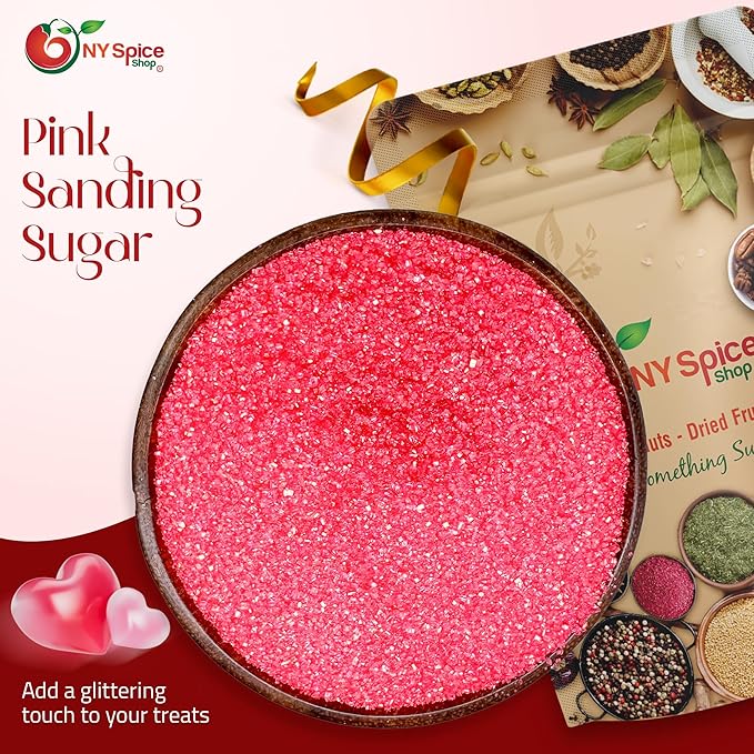 NY Spice Shop Pink Sanding Sugar for Easter - 1 Pound Sweet Colorful Edible Sprinkles For Candy Dish - Sugar Sprinkles For Cake Decorating Easter Basket & Dishes