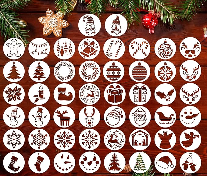 Christmas Stencils for Painting on Wood, 3x3' Reusable Holiday Drawing Templates for DIY Crafts