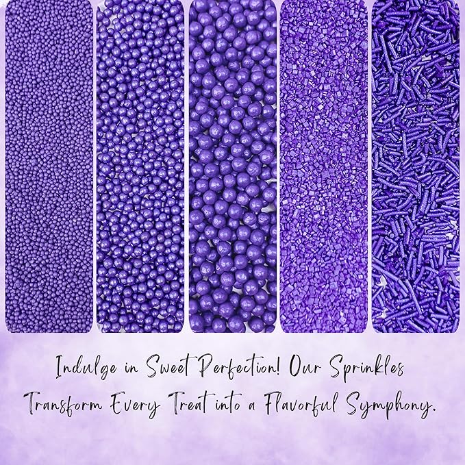 Confect Sprinkles for Cakes & Cupcakes – Fall Bash Purple Sprinkles – Edible Cake Topping for Cupcakes, Cookies, Desserts – Celebration Baking Decoration – Vegan, Gluten-Free, Nut-Free, Soy-Free, Dairy-Free , Handcrafted Sprinkle – 5 Oz