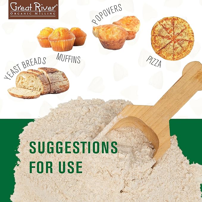 Great River Milling Organic Unbleached Wheat Bread Flour | Artisan Bread Flour for Baking | Multi-Purpose Wheat, Unbromated, Non-GMO, Kosher | 25 Lb (Pack Of 1)